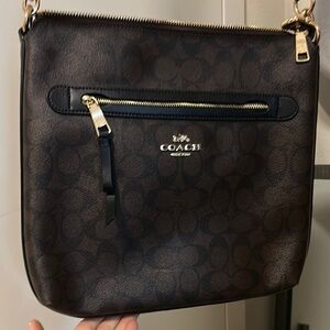 Coach Signature Brown and Black Crossbody Bag